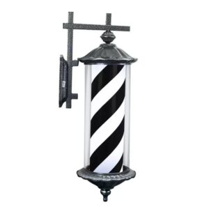 Vintage Illuminated Barber Pole – 80 cm (Black & White)