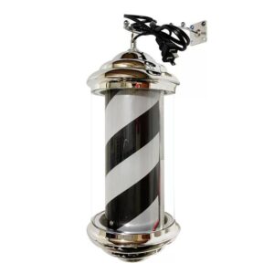 Classic Illuminated Barber Pole – 30 cm (Black & White)
