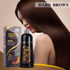 Gee Magic Dark Brown Hair Dye Shampoo 3 in 1, 500ml, Quick Coloring, Unisex