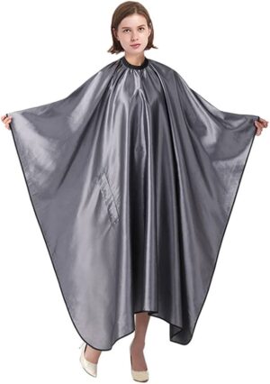 Professional Barber Cutting Cape – Grey (Water-Resistant)