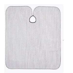 Classic Striped Barber Cutting Cape – White & Black Pinstripe