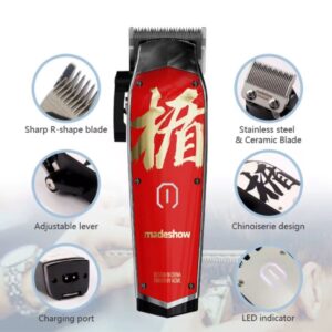 Madeshow Professional Hair Clipper – Stainless Steel & Ceramic Blade Trimmer