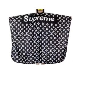 Luxury Streetwear-Inspired Barber Cutting Cape – Black Monogram Style