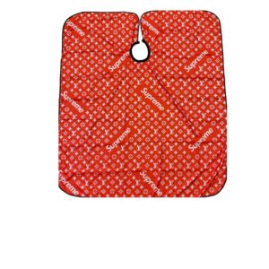 Luxury Streetwear-Inspired Barber Cutting Cape – Red Monogram Style