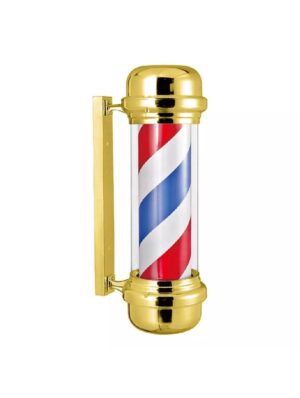 Premium Illuminated Barber Pole – 71 cm (Red, White & Blue, Gold Finish)