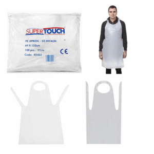 SuperTouch Disposable PE Apron – White, 50 Micron (Pack of 100)